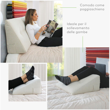 Cuscino A Cuneo In Memory Foam Per Lettura A Letto - Ergonomico Per Dormire, Gambe E Schiena