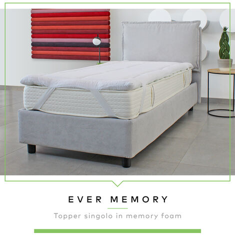 EVERGREENWEB – Topper Letto Morbido per Materasso Singolo 80x200 cm,  Coprimaterasso Memory Trapuntanto 3 cm. Correttore Materasso