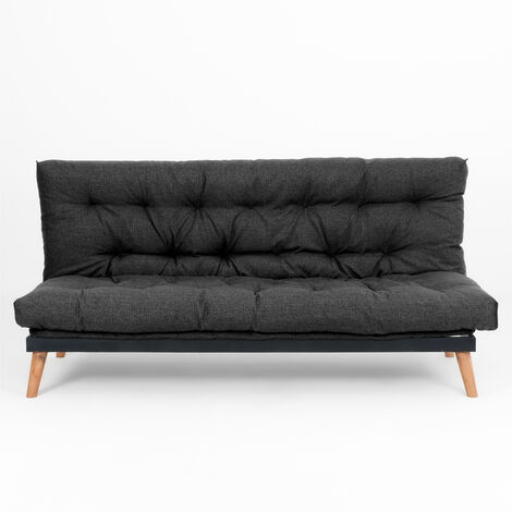 Hcore Divano Letto Futon Convertibile Splitback – Memory Foam, Braccioli Regolabili, Grigio (180x84 Cm)