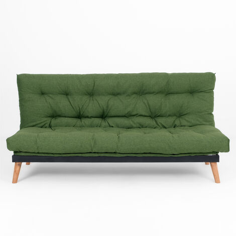 Divano letto Futon trasformabile materasso, Divano click clack con letto matrimoniale Letto reclinabile Moderno Divano Letto per Soggiorno, Studio, Salotto, Camera Colore: VERDE Sakè (1/5)