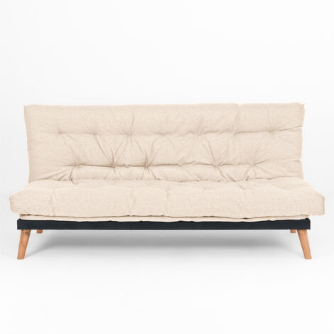 Divano letto pieghevole convertibile con materasso in schiuma di lattice ad alta resilienza e mobiletto portaoggetti - Divano letto moderno per soggiorno con tasche per braccioli