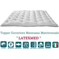 EVERGREENWEB - Correttore Materasso in Lattice misura Matrimoniale 160x195  alto 7 cm Topper Letto Coprimaterasso Imbottitura Fiocco