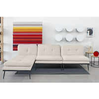 Divano con penisola 3 posti, divano letto modulare con chaise longue PILAR - Divano salotto Soggiorno, Design Moderno in Tessuto, Schienale reclinabile Gambe in metallo - BEIGE