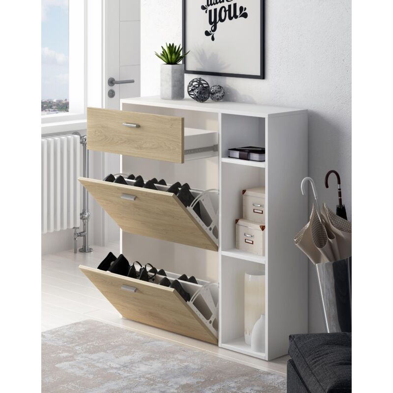 Zapatera Organizador 12 Pares Madera Elegante Multifunciona