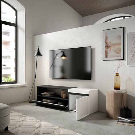 Mueble TV, Televisión, 200x45x35cm, Blanco y negro
