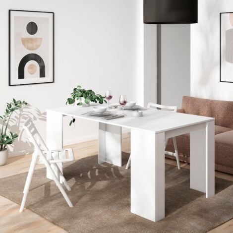 Skraut Home - Mesa Consola extensible, Mesa comedor plegable, 160, Para 8 comensales, Comedor y cocina, Estilo Moderno, Blanco
