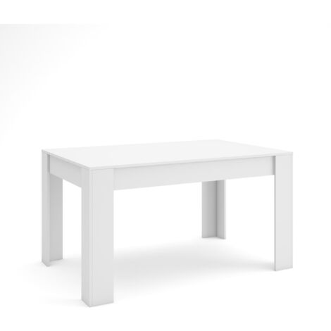 Skraut Home – Mesa de comedor fija 140x90x76 cm – Para 6 comensales – Color blanco mate – Estilo moderno – Muebles de cocina y salón (1/5)