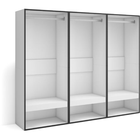 Skraut Home - Vestidor abierto, Ropa, zapatos, complementos, 180x145x35 cm, Dormitorio, habitación, Armario, perchero, Estilo Moderno, Blanco
