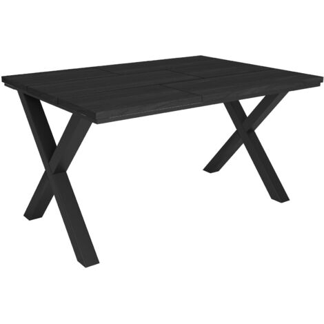 Skraut Home - Mesa Comedor, Mesa Fija Cocina y Salón, 140x90x74cm, Para 6 comensales, Muebles Comedor, Estilo Industrial, Negro (1/5)