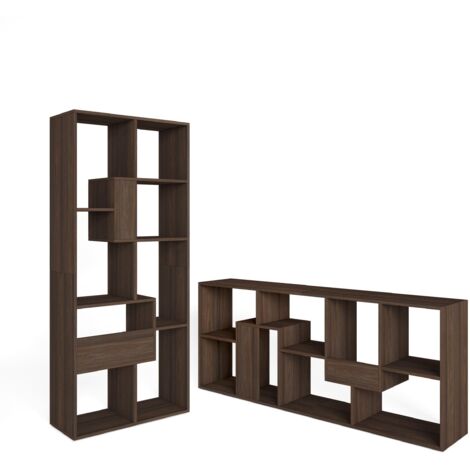 Skraut Home - Librería estantería, Estanteria libros de pared, 67x31x162cm, Con Almacenaje, Estilo Moderno, Roble oscuro (1/5)