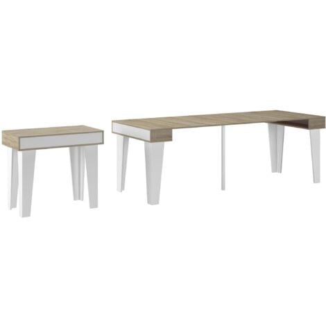 Dmora - Mesa extensible Dmanuel, Consola extensible auxiliar  multiposiciones, Mesa de comedor plegable con tapa abatible, 110x33/