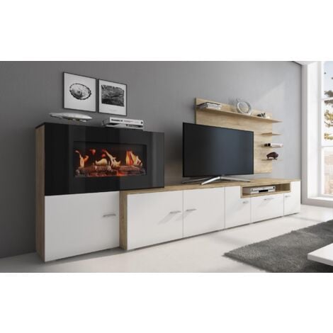 Skraut Home - Mueble de Salón con Chimenea Eléctrica - 170 x 290 x 45 cm -  LED - New
