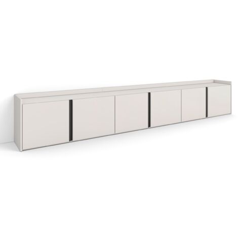 Skraut Home - Mueble TV, Televisión, Muebles de salón, almacenaje, 309x35x50cm, Para TV hasta 80", Con almacenamiento, Estilo Moderno, Beige (1/5)