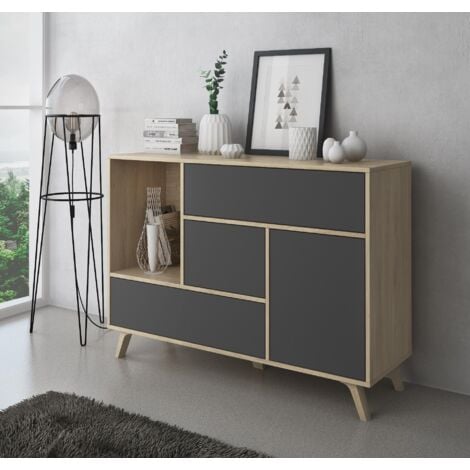 Mueble de Entrada Armario Recibidor Neo Color Roble Gold Y Gris 