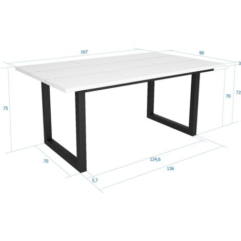 Skraut Home - Mesa de Comedor, 8 Comensales, 170, Robusta y Estable  Gracias a su Estructura y Patas macizas, Ideal para reuniones Familiares, Blanco