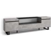 Skraut Home - Mueble TV, Televisión, Muebles de salón, almacenaje, 200x57x35cm, Para TV hasta 80", Diseño industrial, Estilo Moderno, Gris Cemento