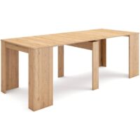 Skraut Home - Mesa Consola extensible, Mesa comedor plegable, 220, Para 10 comensales, Comedor y cocina, Estilo Moderno, Roble