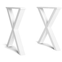 Skraut Home - Soporte - Caballete - Patas - En forma de X - Madera Maciza para Tableros de Mesas - Salón - Comedor - Oficina - Color Blanco Lacado - 72x72cm