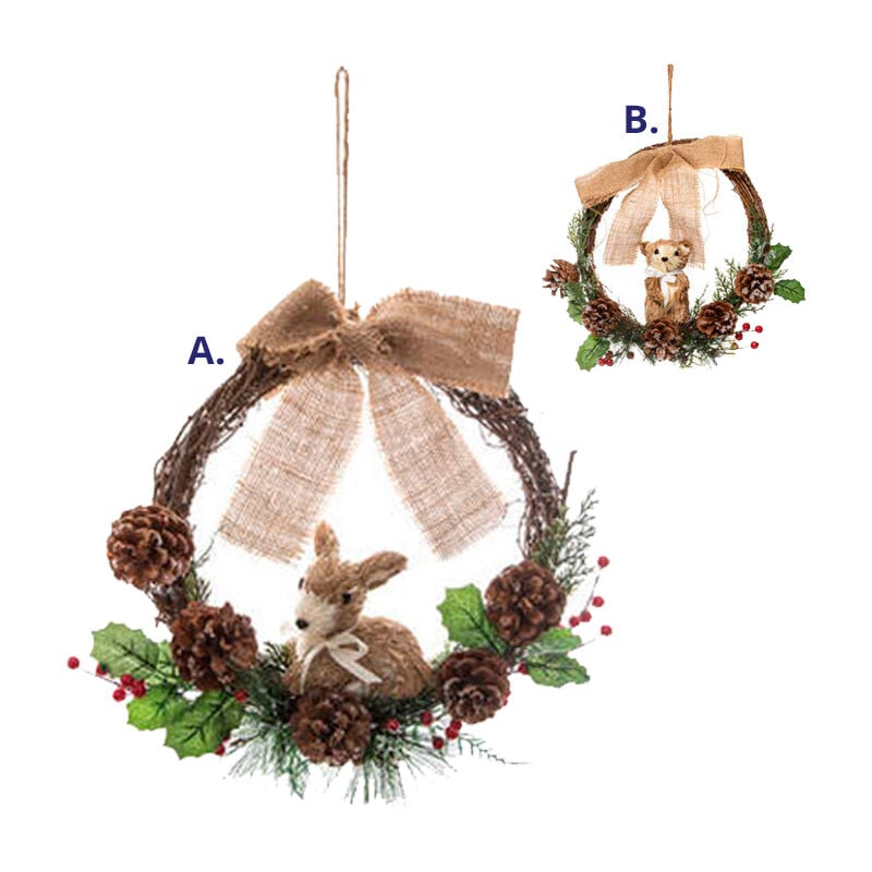 Corona Navideña Para puerta animales ø32cm feeric christmas decoración verde