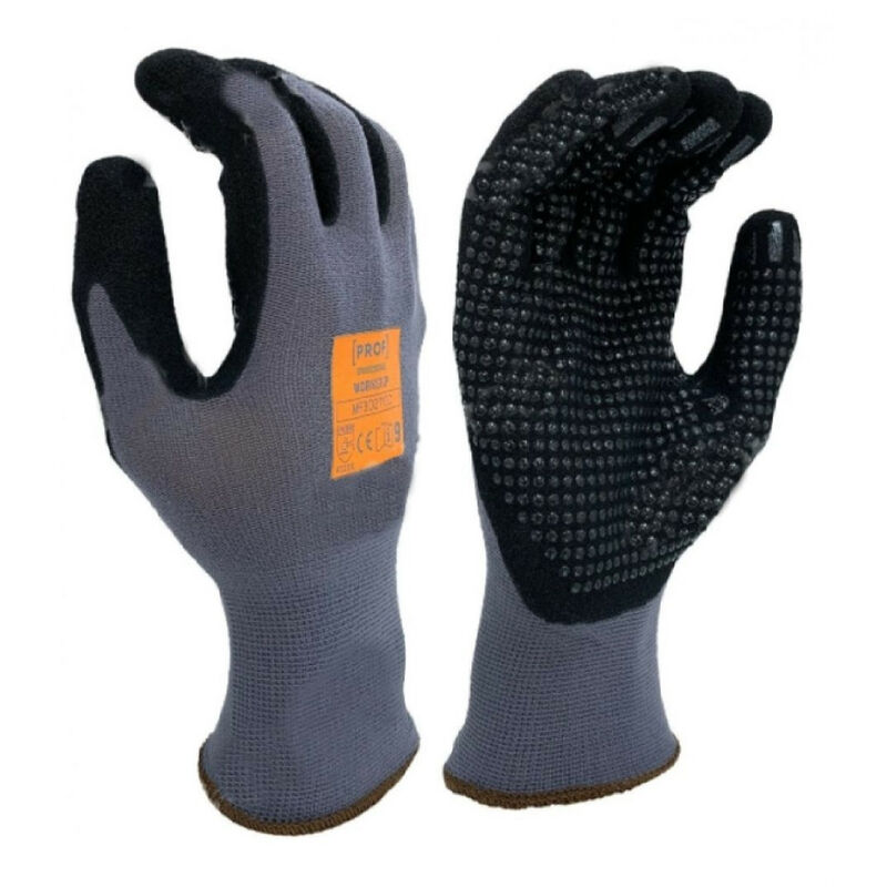 GABRIELLE Solide lot de gants de travail en revêtement latex antidérapants  grip, idéal pour la manutention, jardinage, bricolage, chantier,  montage(Pack10 paires)