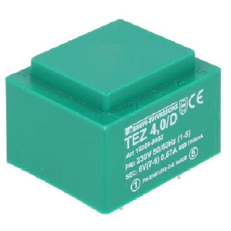 Transformateur monophasé TEZ 4,0/D 230/ 6V pour circuits imprimés