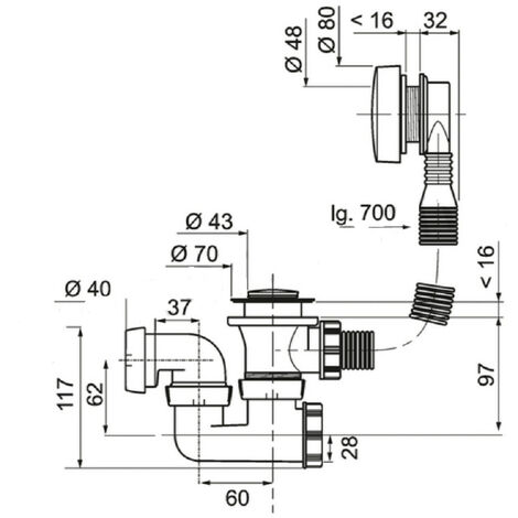 Siphon automatique pour baignoire avec câble GEBERIT