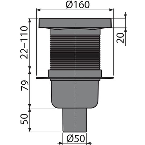 Siphon de sol avec grille en inox – 150x150/50 mm - sortie verticale APV6411