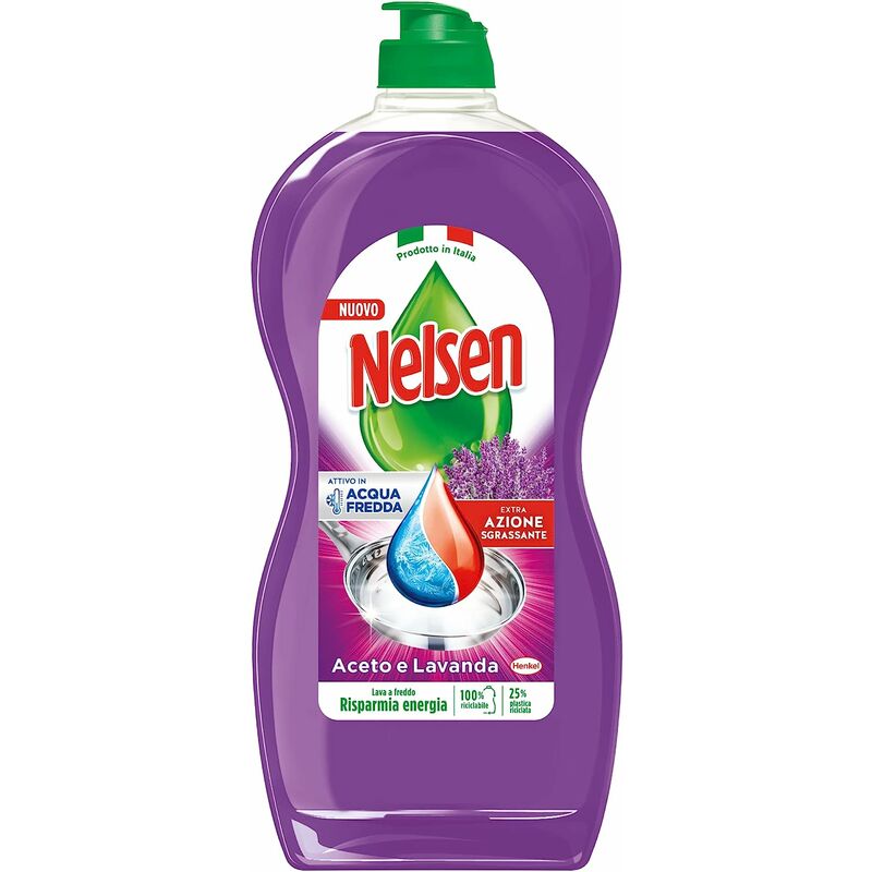 12x Nelsen Detersivo per Piatti Liquido Flaconi da 850ml Azione Sgrassante