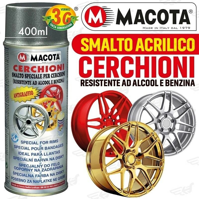 Macota Smalto Speciale Cerchioni Vernice Spray 400ML Tuning Bianco  Metallizzato