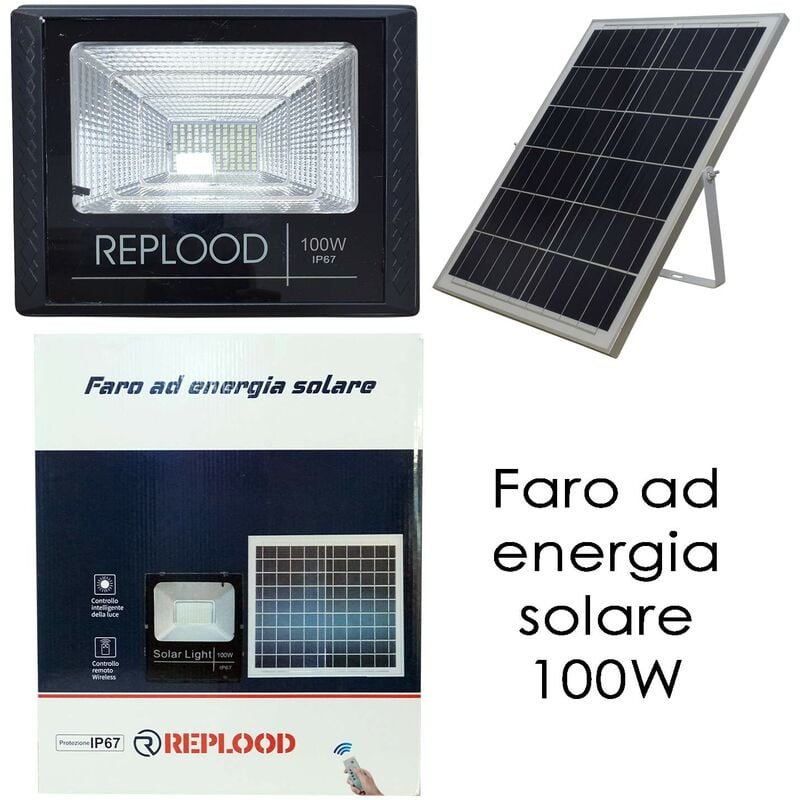 Faro LED Esterno Pannello Solare 40W Luce Fredda Controllo Remoto Faretto  FO8840