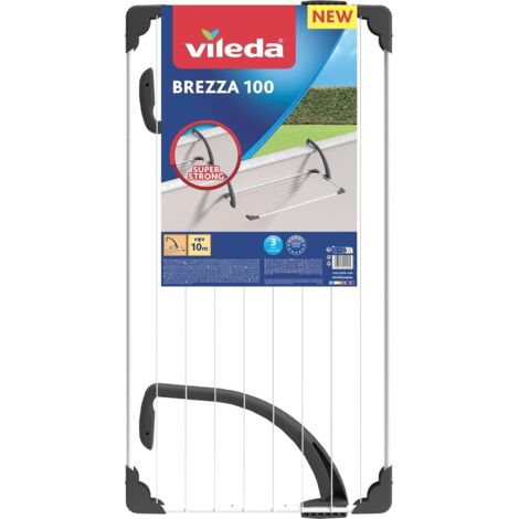 Vileda Brezza 100 – Étendoir à Linge Balcon 10 M – Bras Réglables Super Résistants
