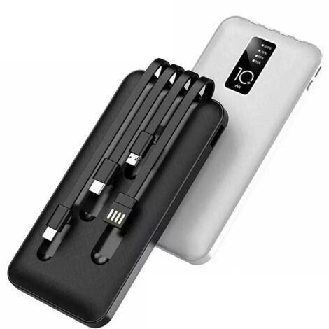 Power Bank 20000mAh CFIAI Con Display LED E 2 Cavi Incorporati (iOS E Type-C) - Ricarica Rapida PD 22.5W, 4 Uscite, Bianco