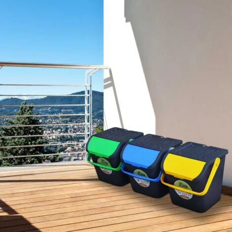 Set 3 Pattumiere Ecologic 35Lt EC35 Tris Bidoni Spazzatura Differenziata