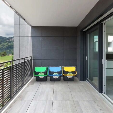 Set 3 Pattumiere Ecologic 35Lt EC35 Tris Bidoni Spazzatura Differenziata