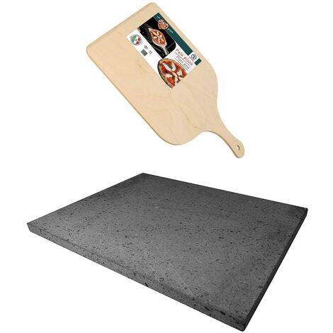 Set Per Preparare La pizza In Pietra Lavica Teglia + Pala In Legno 38x30 CM