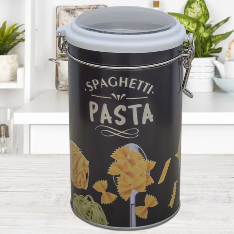 Scatola Barattolo in Latta Per Pasta Spaghetti Con Coperchio Salvafreschezza