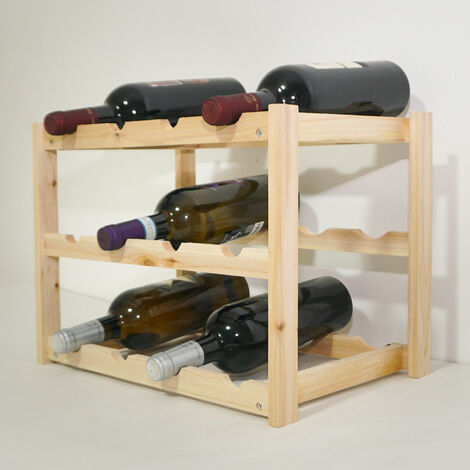 Cantinetta Shesmu Portabottiglie 12 Posti Bambu' Naturale 3 Ripiani  42x26x30cm