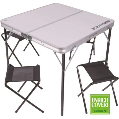 Tavolo Da Campeggio Pieghevole In Alluminio, 90x60x70 Cm, Piano In Formica - Pratico E Leggero, Si Ripiega A Valigetta
