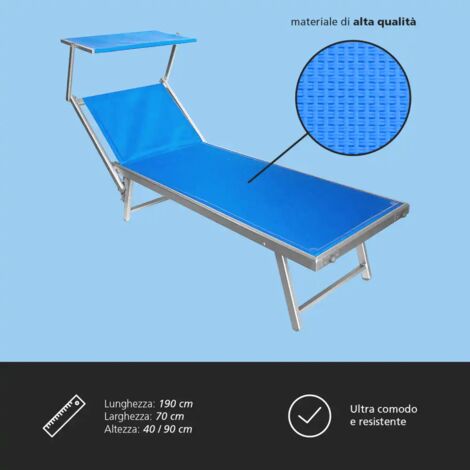 Brandina Pieghevole Con Tettuccio - Sdraio Per Spiaggia, Piscina, Giardino In Alluminio E Textilene - Foto 12
