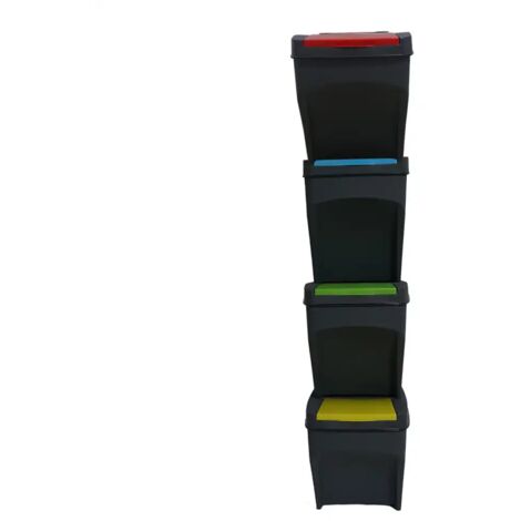 Set 4 Pattumiere per la Raccolta Differenziata 4x25 Litri Componibile Modulabile