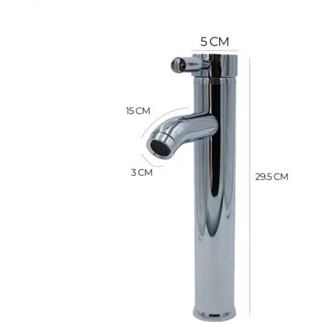 Rubinetto Miscelatore 30cm Lavello Bagno Lavabo Cromato Alto Ottone Cromato