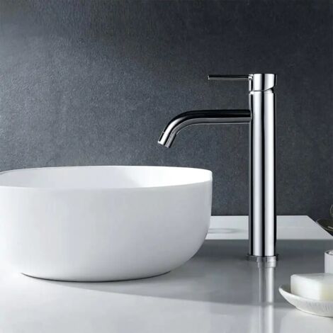 Rubinetto Miscelatore 30cm Lavello Bagno Lavabo Cromato Alto Ottone Cromato