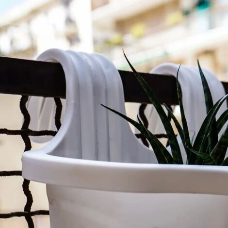Vaso Fioriera Per Ringhiera Onda – Lunghezza 29 Cm, Colore Bianco, Per Balcone E Terrazzo