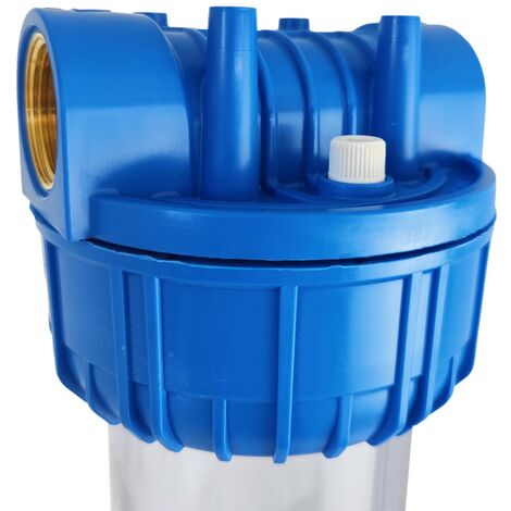 Portafiltro Acqua 20 Pollici Con Inserto In Ottone 20/27 (3/4 F), Trasparente, Per Cartucce Filtro Da 9 3/4, Made In France