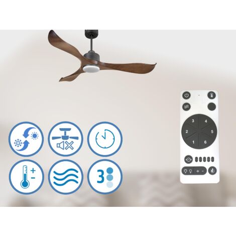 Joanna Ventilateur de plafond 3 lumières et télécommande, Ventilateur de plafond en cristal LED, 132 cm, Bronze frotté à l'huile