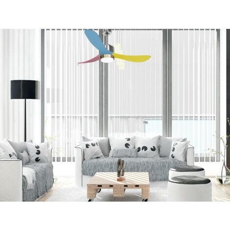 Ventilateur Plafond LED RGB 39cm Avec Télécommande - 6 Vitesses Et Lumière Ambiance Pour Petite Pièce