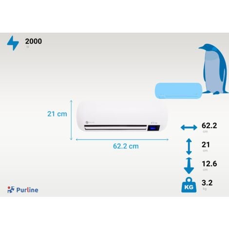 Chauffage split céramique 2000 W avec télécommande et minuterie