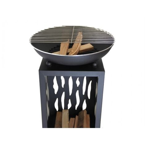 Barbecue au design élégant avec grill chromé en acier noir