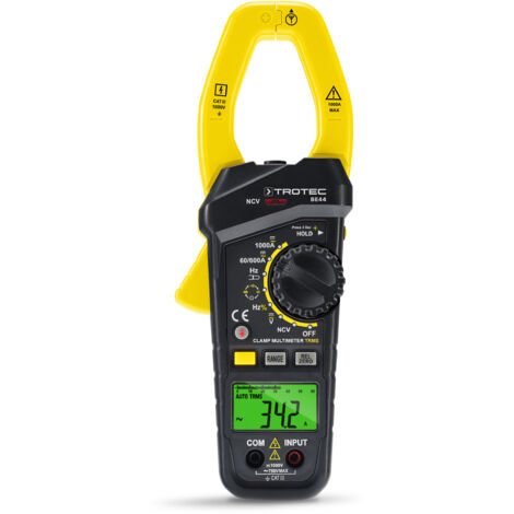 TROTEC Stromzange BE44 – Professionelles Zangenamperemeter mit True-RMS-Funktion für Wechsel- und Gleichstrommessungen bis zu 1000A und 1000V