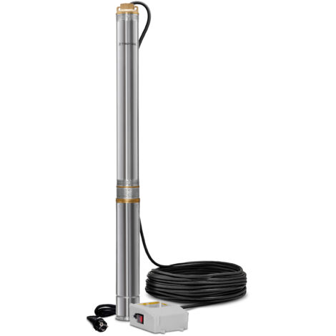 TROTEC Tiefbrunnenpumpe TDP 7501 E – Wasserpumpe mit Fördermenge 6000 l/h, 1100 W – Förderhöhe 90 m, ø 8,6 cm, IP68 für Pumpe, Edelstahlpumpe